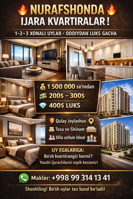 Ijaraga kvartiralar bor