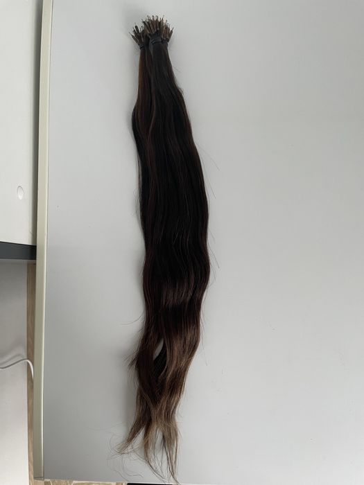 Extensii nanoring 50cm castaniu par natural 100% set complet inele