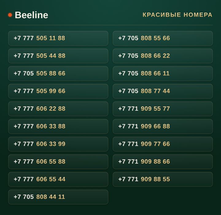 VIP номера Beeline / Красивые номера / Beeline