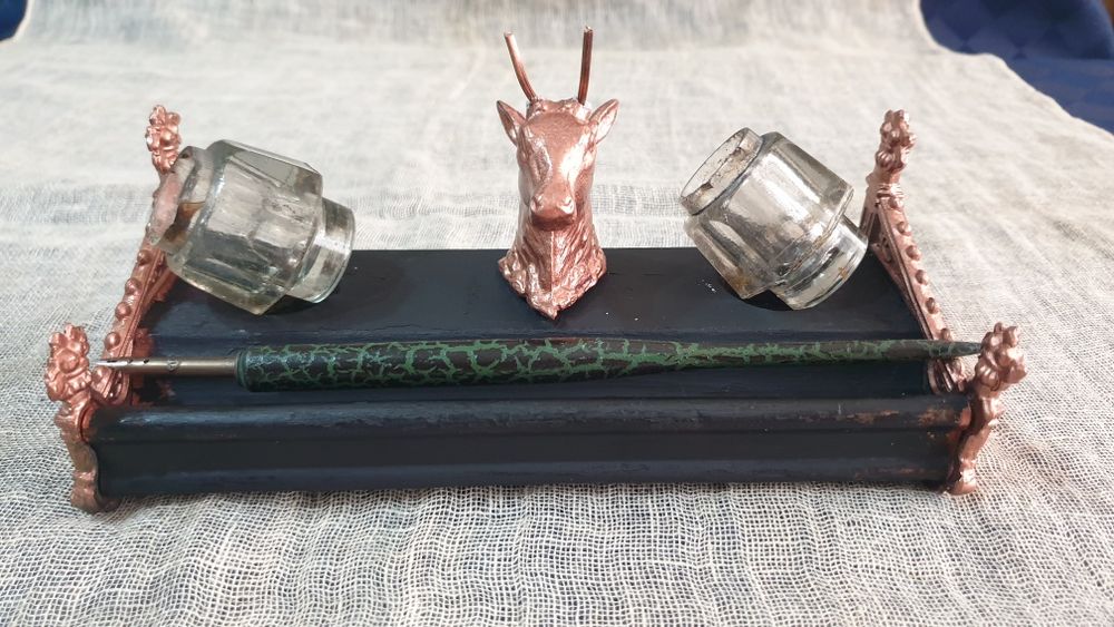 Старинен австрийски кантар L.Gruner.,Ант. мастилница,Поср.комплект WMF