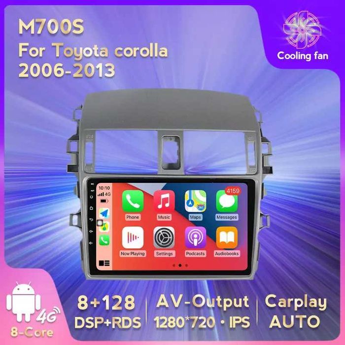 NAVIGATIE Android 14 Toyota corolla 2006-2013 1/8 Gb CarPlay + CAMERA