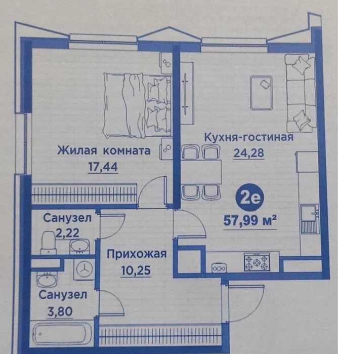 Квартира ЖК Regnum Plaza 2/2/15 58 м2
