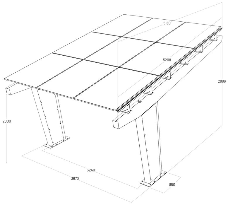 Carport auto pentru parcare auto 6m latime x 5.3m lungime
