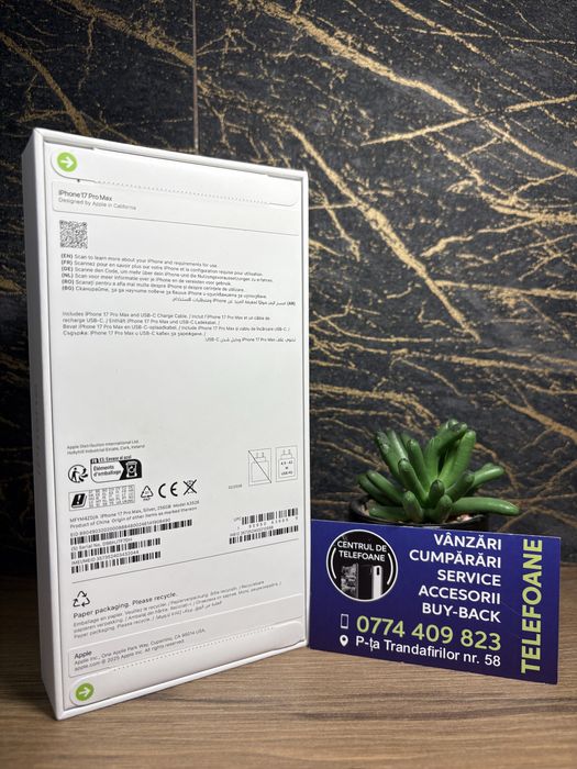 Iphone 17 Pro Max Sigilat/256GB/Garantie 2Ani Centrul deTelefoane/Rate