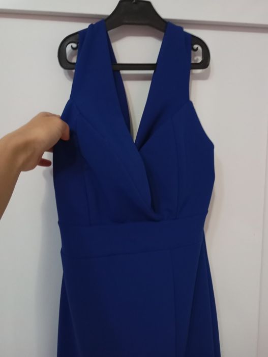 Елегантна Тъмно синя рокля