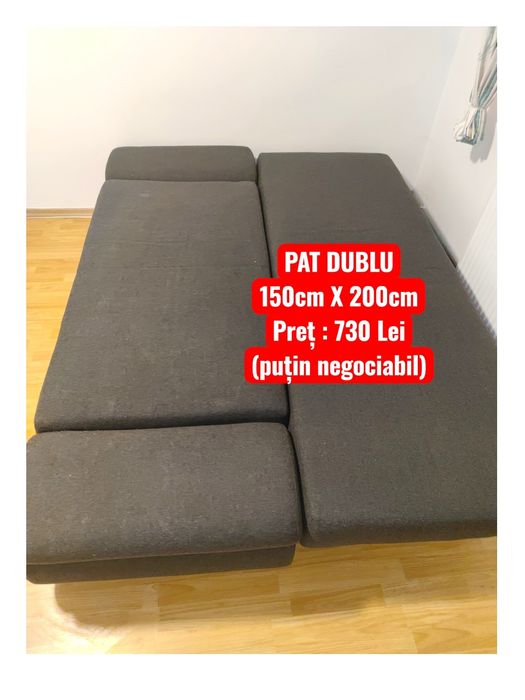Pat dublu - 150 x 200cm - preț : 730 lei ( puțin negociabil )