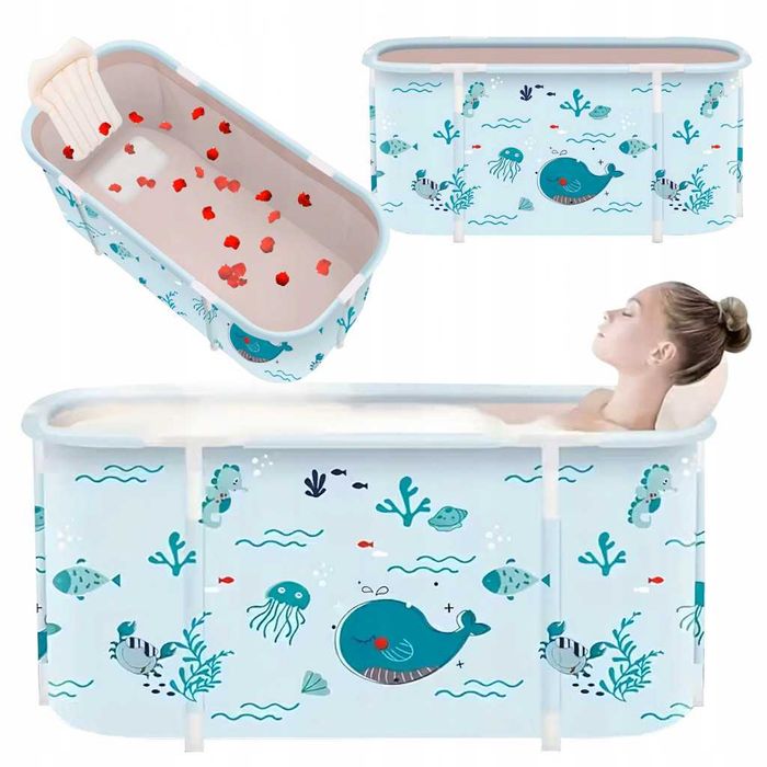 Сгъваема преносима вана XXL с възглавница и топлоизолация