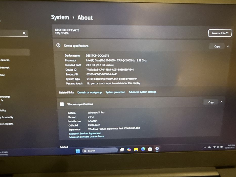 Laptop Workststion Lenovo Thinkpad P1 gen 2 i7 24gb nvidia