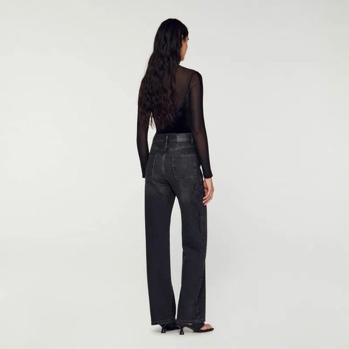 Черни дънки Sandro с камъни