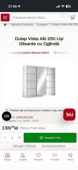 Dulap cu oglinda dressing