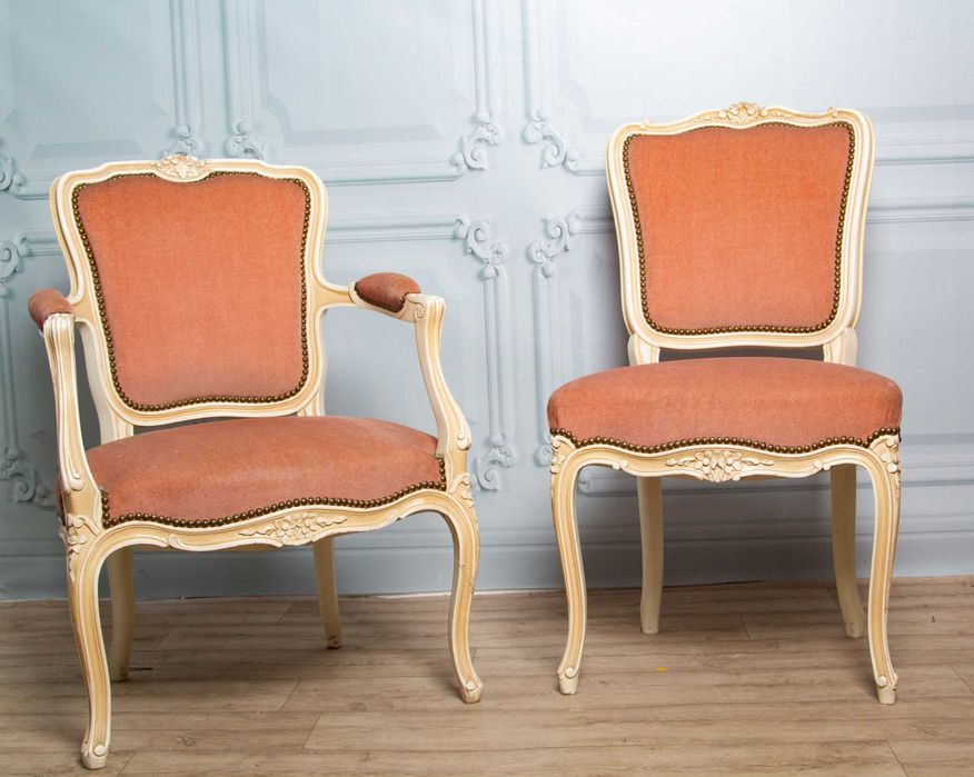 Винтидж френски комплект Louis XV – фотьойл и стол