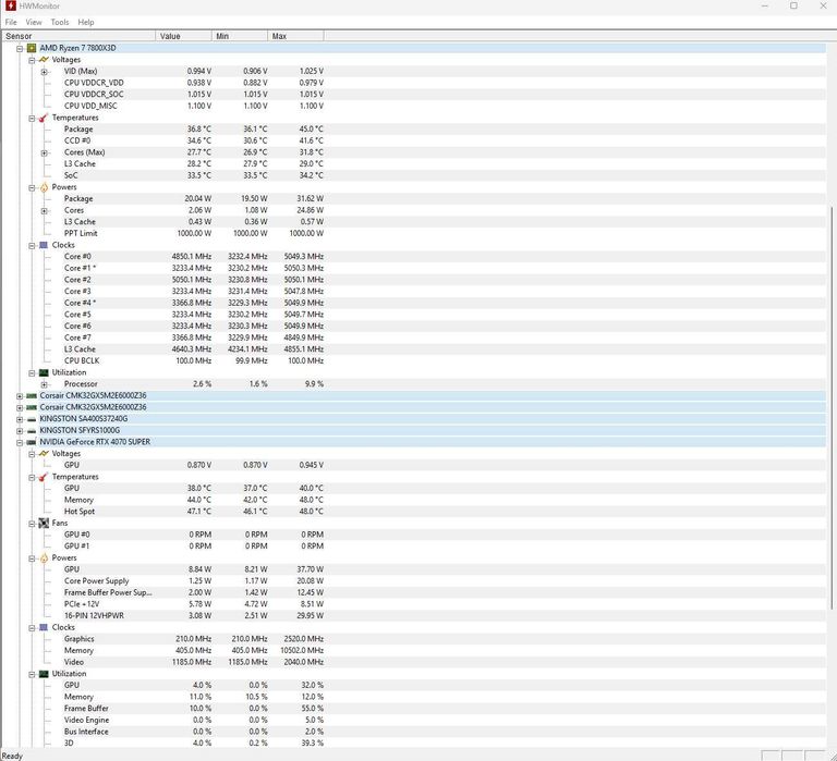 Calculator gaming high-end 4070 super 32gb ram 7800x3d