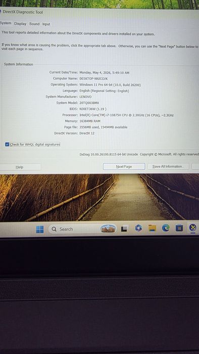 Laptop Lenovo P15V Gen 1 i.7 10875H 16 gb rami TouchScreen!!