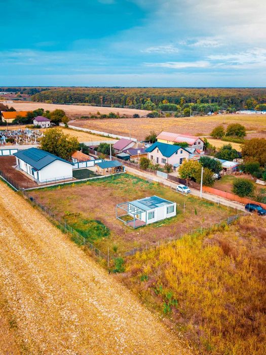 Teren intravilan 1.455 mp, 44 m deschidere, Moara Vlăsiei + construcție modulară autorizată