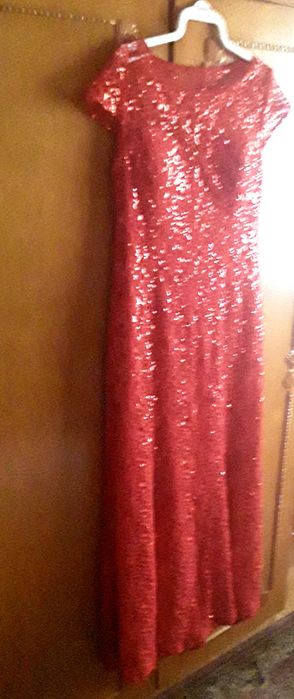 Rochie de ocazie rosie dantela cu paiete - marime 44