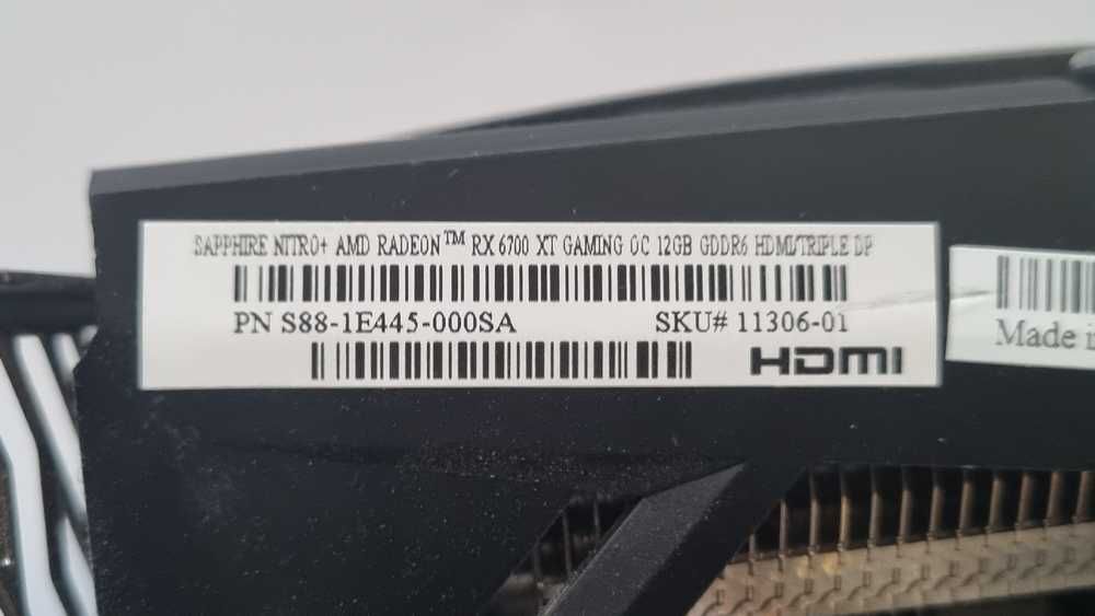 Видеокарта Sapphire AMD Radeon RX 6700 XT Nitro+ OC 12GB GDDR6