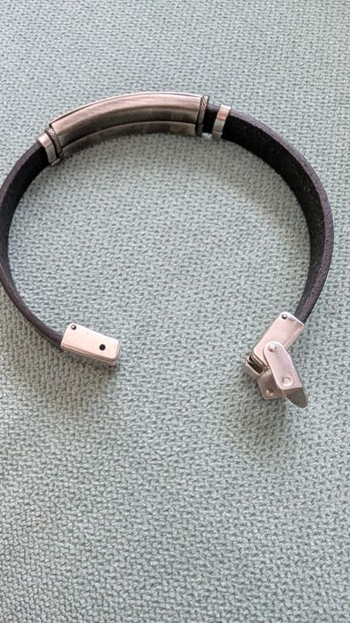 Мъжка гривна естествена кожа/ стомана