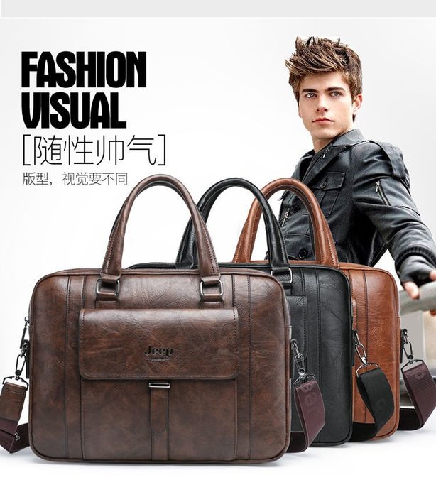Мужская сумка для ноутбука мужской jeep  ПУ кожа кожанная