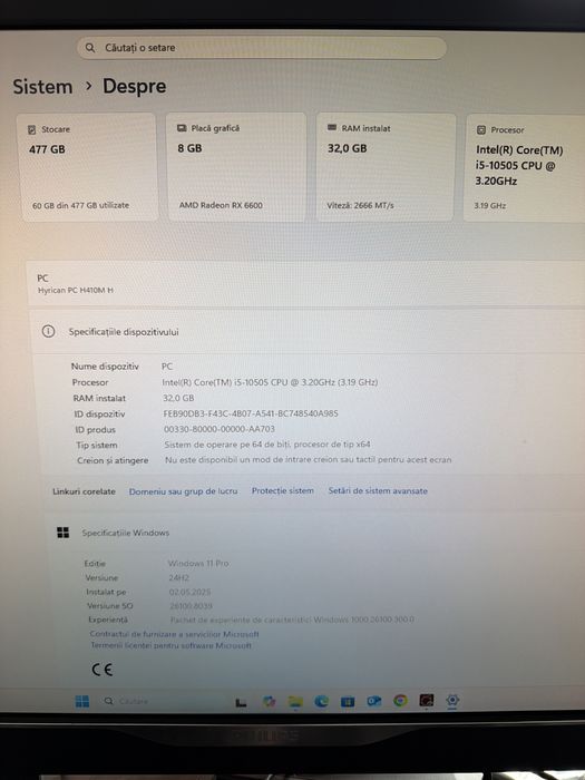 Sistem Desktop Gaming i5 10gen 32g ram 512g nvme RX6600 8g