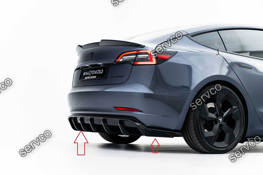 Pachet Set Splitter Exterior Lip Prelungiri Body kit tuning Tesla Model 3 2017-2023 v4 - Maxton Design