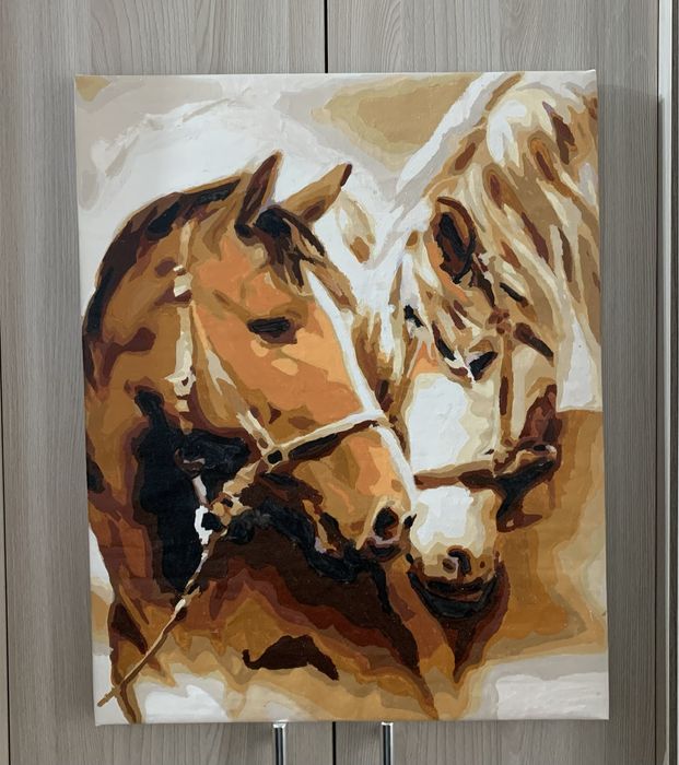 Картина лошади, рисовали красками