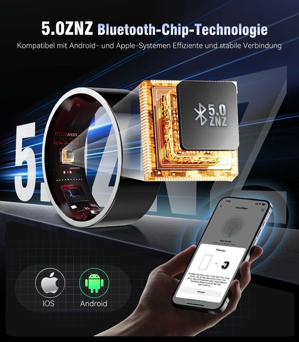 Smartring Fitness Argintiu #9, SpO2, Puls, Somn, IP68, Android/iOS