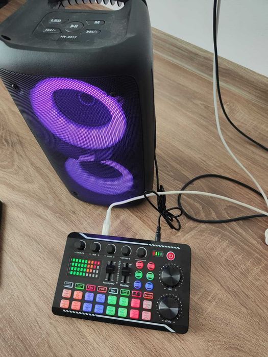 Placa de sunet si bluetooth, Mixer Audio cu efecte de sunet Consola DJ Bluetooth 5.0 Stereo ideal Podcast TikTok Karaoke