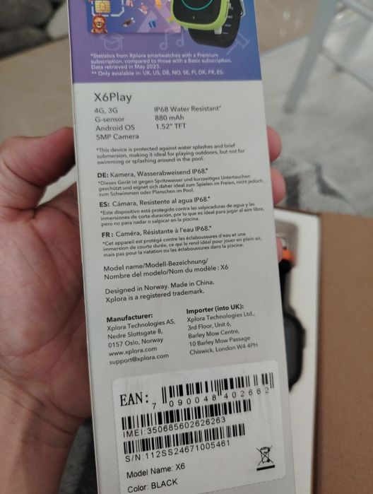 Smartwatch, Xplora, X6 play E-sim, diverse functii, Negru