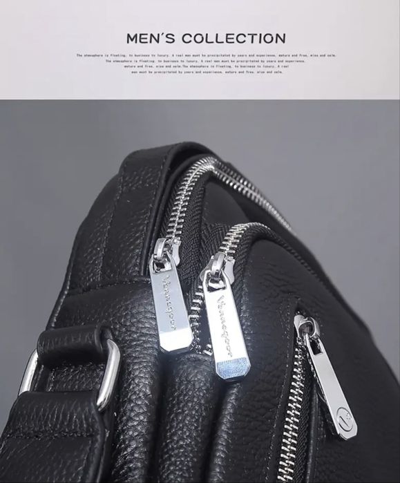 Мъжка изискана и луксозна кожена чанта /Черна естест•кожа -9% Промоция