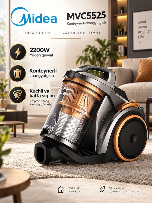 Midea MVC5525 changyutgich plisos 2200 W, konteynerli, Multi Cyclone