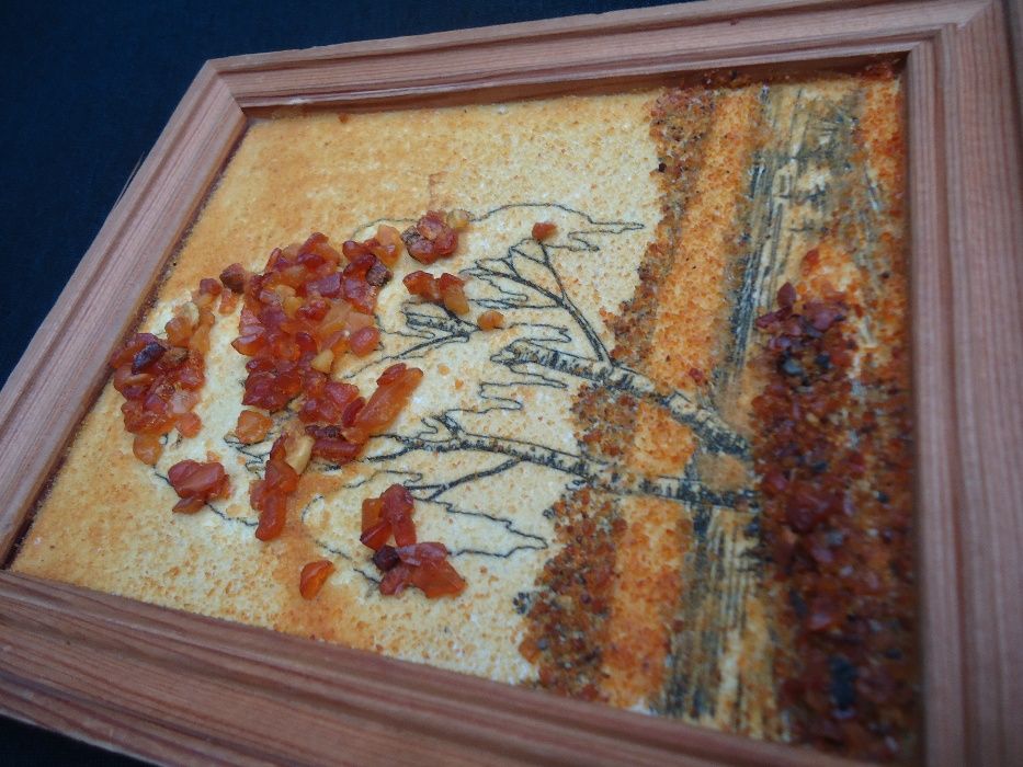 Набор триптих Картины (3 штуки ) НАТУРАЛЬНЫЙ Янтарь полностью покрытие