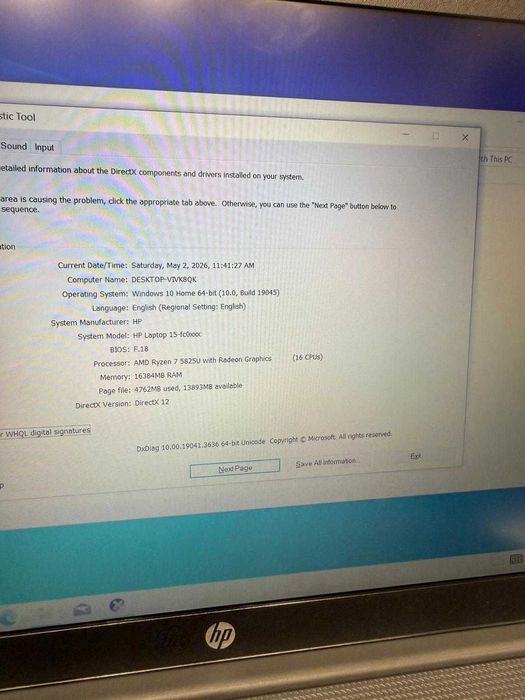 HOPE AMANET P2- HP 15 FC0XXX / Amd Ryzen 7 5825U / 16 GB Ram