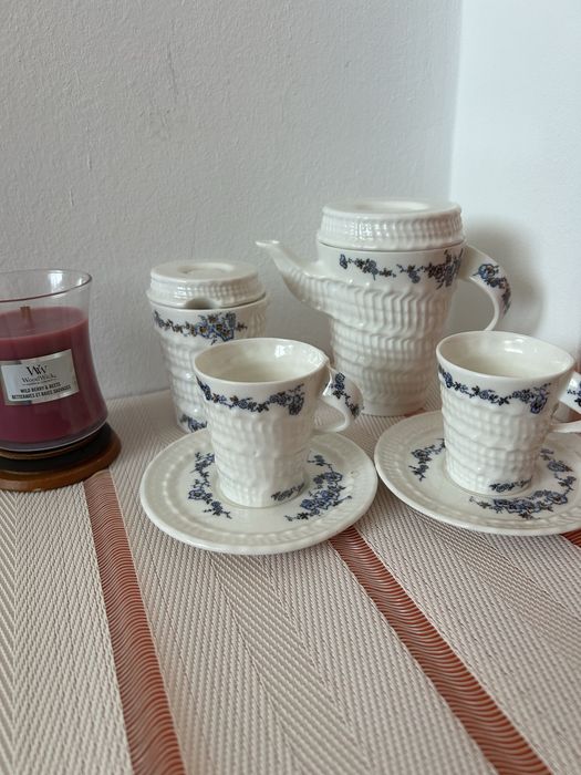 Set vintage cafea portelan fin Art fil , Bone China