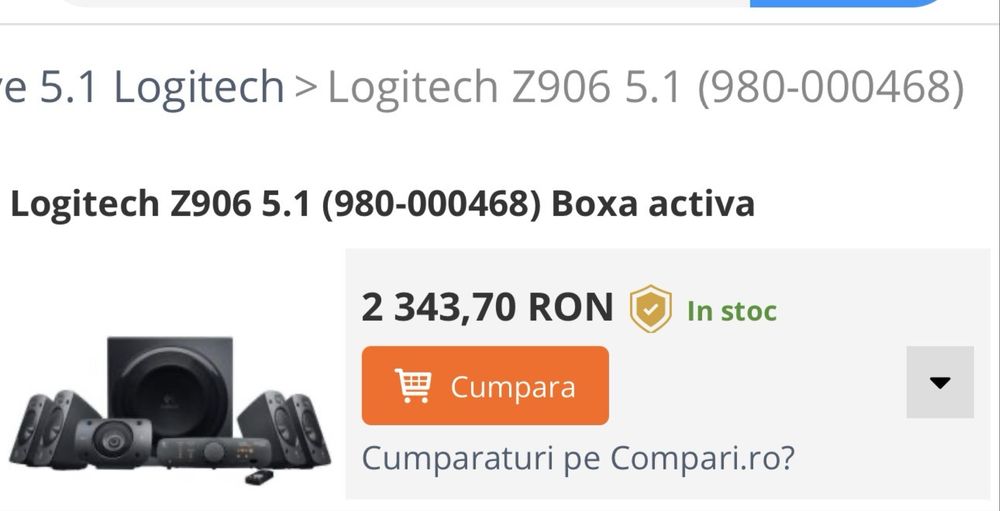 sistemul de boxe Logitech Z906.