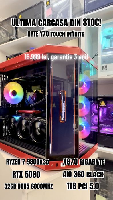 Pc Gaming Ryzen 7 9800x3d, RTX 5080, 32GB, Ultima buc, Garantie 3 ani.