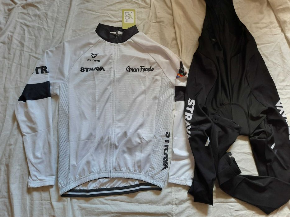 Echipament ciclism Strava Rosu Alb NOU subtire toamna primavara bluza