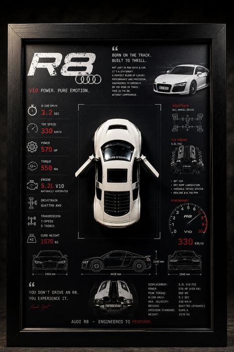 Audi R8 — эксклюзивная интерьерная композиция ручной работы | 3D-дизай