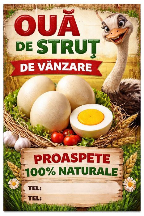 Ouă de struț proaspete și nutritive