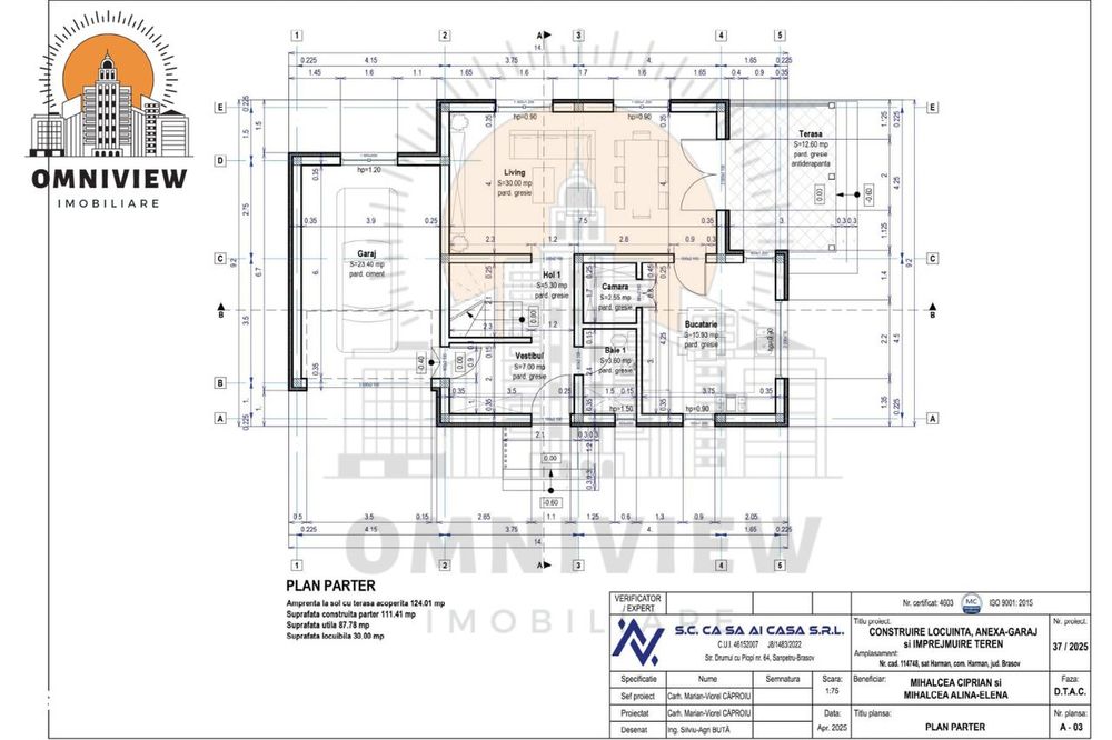 Casă nouă cu garaj, 145 mp utili, teren 500 mp–TVA inclus