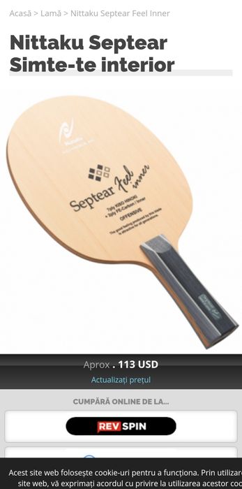 Paleta tenis masă  Nittaku Septear=800 Ron