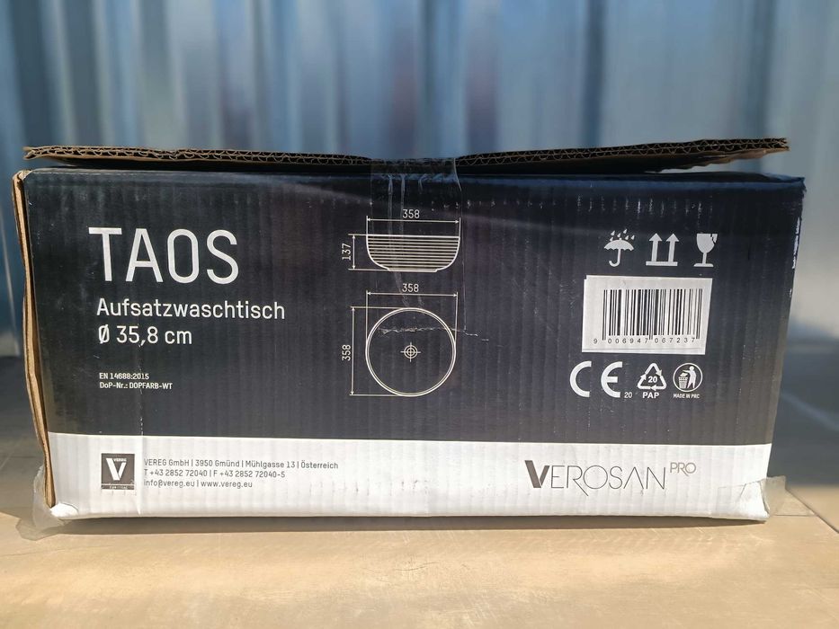 Нова дизайнерска мивка за баня тип „купа“ Verosan Pro TAOS