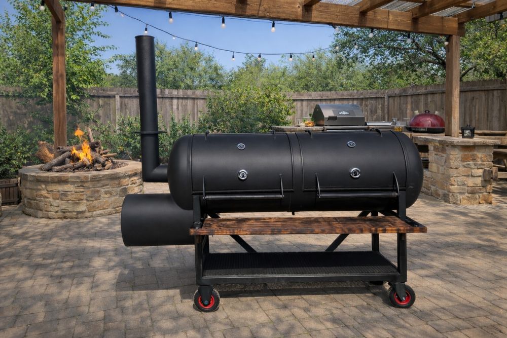 Smoker BBQ Reverse Flow Profesional – tablă 6 mm – capacitate mare