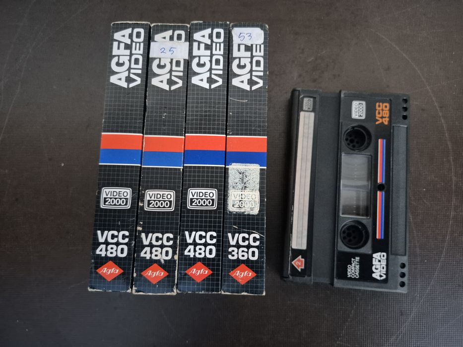 Vând 5 casete video 2000 VCC Agfa,360, 480 minute 2×4h, colectie filme