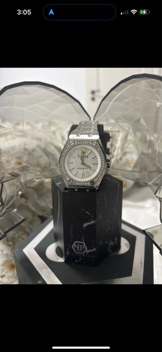 Ceas Philipp Plein original – model rar, argintiu cu cristale