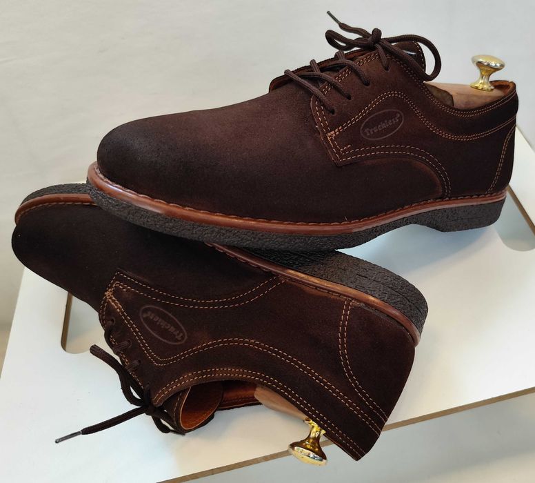 Pantofi derby 42 plain toe Trachiess NOI piele naturala moale suede
