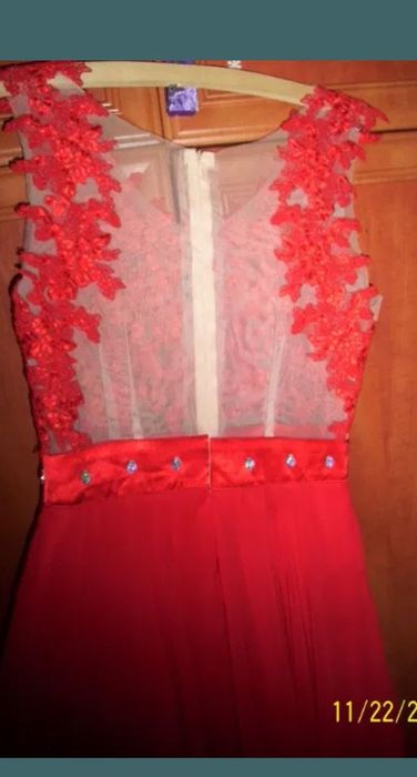 Rochie roșie de seară cu sită mar M-L