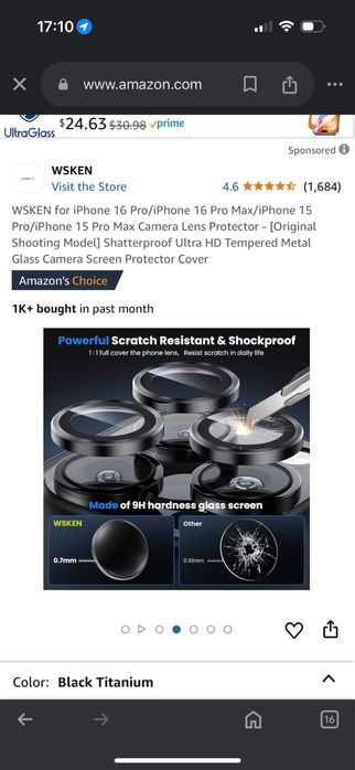 Folie protectoare lentila camera principala iPhone 15 / iPhone 16