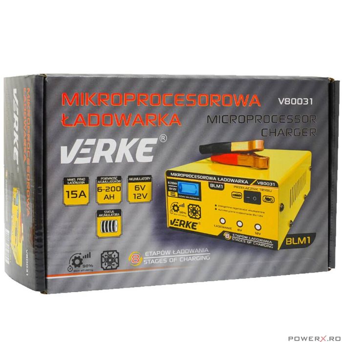 Redresor auto cu microprocesor, 6/12 V 15A, incarcare in 4 etape,