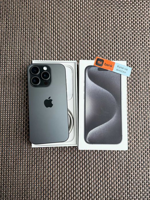 КАТО НОВ 256gb iPhone 15 Pro Лизинг от 40лв/м Black Titanium USA черен