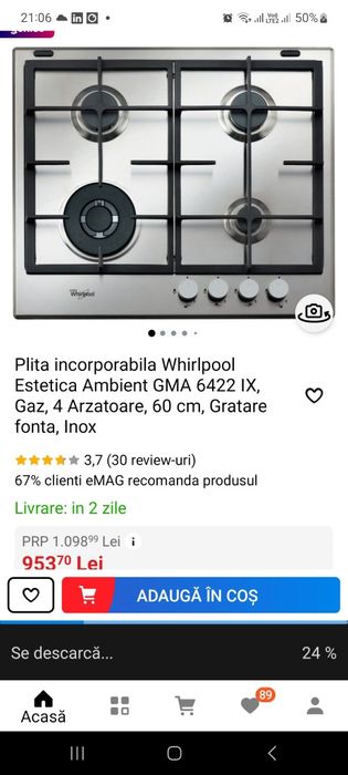 Plita incorporabila Whirlpool